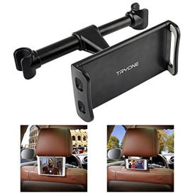 Car Headrest Mount, Tryone Car Seat Tablet Holder for iPad/ Samsung Galaxy Tabs/ Amazon Kindle Fire HD/ Nintendo Switch/ Other Devices 4”-10.1” (Black)