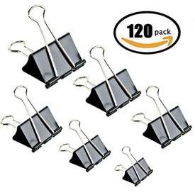 Binder Clips Paper Clamp For Paper-120 Pcs Clips Paper binder Assorted Sizes (Black)