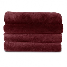 Sunbeam Microplush Heated Electric Throw Blanket with EliteStyle Controller, Garnet Red