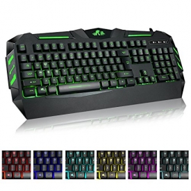 Rii RK900 Large Size 7 Colors Rainbow LED Backlit Mechanical Feeling USB Wired Multimedia Gaming Keyboard