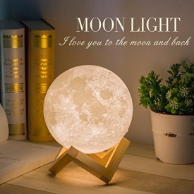 Mydethun Moon Lamp Moon Light Night Light for Kids Gift for Women USB Charging and Touch Control Brightness Two Tone Warm and Cool White Lunar Lamp (5.9IN)