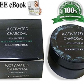 PREMIUM Activated charcoal powder, Teeth whitening powder fluoride-free + FREE Ebook – Charcoal teeth whitening – Coconut shell charcoal 1.1 oz jar- Better than teeth whitening strips