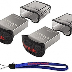 SanDisk Ultra Fit CZ43 16GB USB 3.0 Low-Profile Flash Drive Up To 130MB/s Read- SDCZ43-016G-G46 16G (2 pack) Flash Drive Jump Drive Pen Drive – w/ (1) Everything But Stromboli (TM) Lanyard