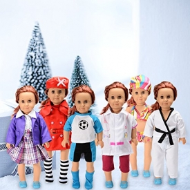 Sakiyr American Girl Doll Clothes Accessories Set – 6 PACK Complete Outfits Include Stewardess, Doctor, Soccer, Taekwondo, Bikini, School Uniforms for 18″ American Girl Doll (Dolls Not Included)