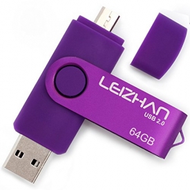 LEIZHAN Micro Flash Drive 64GB Pen drive Purple Android Phone Pendrive USB 2.0 Memory Stick for Samsung Galaxy, Xiaomi ,LG ,Sony, One-plus,HTC, Meizu