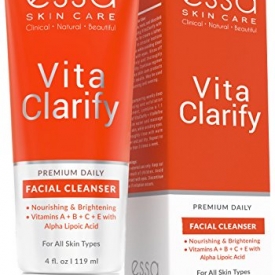 ESSA – VitaClarify Organic Facial Cleanser – Best Face Wash for Wrinkle Reduction, Acne Control, and Anti Aging Support. (4 oz)