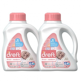Dreft Stage 1: Newborn Hypoallergenic Liquid Baby Laundry Detergent (HE), 50 Ounces (32 Loads), 2 Count