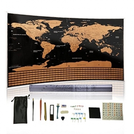 Scratch Off World Map For Tourist-Includes 13 Kinds Of Accessories,Travel World Map With US States Outlined And Country Flags,Track Your Adventures With Lover.Valentine’s Day Gift For Him