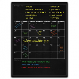 Magnetic Menu Dry Erase Calendar Blackboard Planner With Grocery And Notes List (Calendar Blackboard)