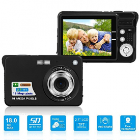 HD Mini Digital Camera with 2.7 Inch TFT LCD Display, Digital Video Camera Black– Sports,Travel,Camping,Birthday&Christmas Gift (Black)
