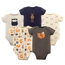 Hudson Baby Baby Infant Bodysuits, 5 Pack, Woodland Creatures, 6-9 Months