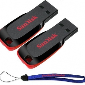 SanDisk Cruzer Two Pack 8GB (8GB x 2 = 16G) Cruzer Blade USB 2.0 Flash Drive Jump Drive Pen Drive SDCZ50 – Two Pack & (1) Everything But Stromboli (TM) Lanyard