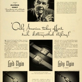 1941 Ad Lord Lady Elgin Wrist Watches Jewelry Actor Film Director Alfred Hunt – Original Print Ad