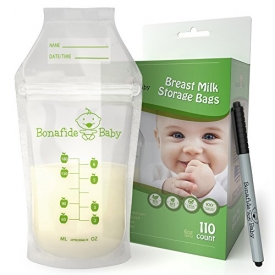 Breastmilk Storage Bags – 110 Bag Count – BPA and BPS-Free – Nontoxic Marker Included