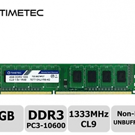 Timetec Hynix IC 4GB DDR3 1333MHz PC3-10600 Unbuffered Non-ECC 1.5V CL9 1Rx8 Single Rank 240 Pin UDIMM Desktop Memory Ram Module Upgrade (High Density 4GB)
