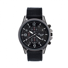 J.Market Mens and Boys Canvas Waterproof Quartz Fashionable Men Watch With Date Function with Canvas Band (Black)