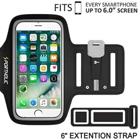 iPhone X 8 Plus 7 Plus 6 Plus 6s Plus Armband, Portholic Cell Phone Workout Arm Band for Samsung Galaxy S6/S7 Edge s8/s8 Plus, LG G5, Note 2/3/4/5, Key Holder, 6.0 Inch, Running,Hiking,Cycling,Walking