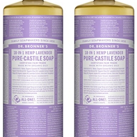Dr. Bronner’s Pure-Castile Liquid Soap Value Pack – Lavender 32oz. (2 Pack)