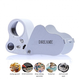 DREAME 30X 60X LED Lighted Illuminated Jewelers Eye Loupe Jewelry Magnifier for Gems Jewelry Rocks Stamps Coins Watches Hobbies Antiques Models Photos
