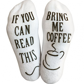 Luxury Cotton “Bring Me Coffee” Funny Socks – Perfect Valentine’s Day Gift for Him or Her, Hilarious Novelty or Gag Gift Idea for Wife or Husband – Best White Elephant Present For Coffee Lover