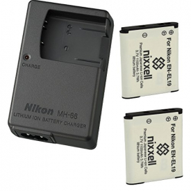 Nikon MH-66 Charger for Nikon EN-EL19 Coolpix S100, S3100, S3200, S3300, S3500, S3600, S3700, S4100, S4200, S4300, S5200, S5300, S6400, S6500, S6800, S6900, S7000 Digital Camera + 2 Bonus Battery!