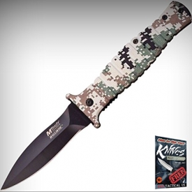 M-Tech A912DG Folding Limited Elite Knife Black Blade DigiCam Grooved Rubr Alum Handle + free eBook by ProTactical’US