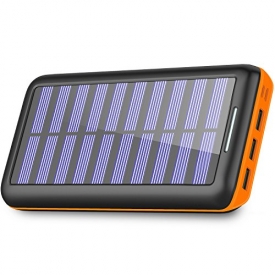 Solar Charger 24000mAh Portable Charger,PLOCHY Solar Power Bank Phone charger with 3 Fast Charging USB Port and Dual Input(Lightning & Micro) External Battery Pack for All Smartphone Tablet
