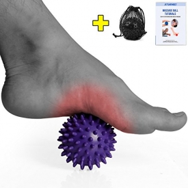 STURME Massage Ball Spiky for Deep Tissue Foot, Back, Plantar Fasciitis & All Over Body Deep Tissue Muscle Therapy – Includes FREE Ebook Roller Instructions BLACK (PURPLE)