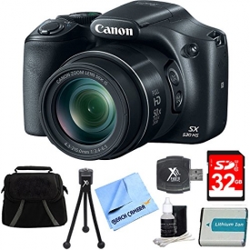 Canon PowerShot SX530 HS 16MP 50x Opt Zoom Full HD Digital Camera Black Deluxe Bundle w/ 32GB SD Card, 1150mah Battery, Compact Deluxe Gadget Bag, 5″ Flexible Tabletop Tripod, Hispeed Card Reader&More