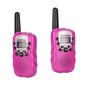 BYBOO Baofeng T3 Kids Walkie Talkies Mini Two Way Radios for Boys Girls Children UHF 462-467MHz Frquency 22 Channels – 1 Pair Pink