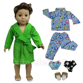 ZITA ELEMENT Doll Clothes – Lot 5 Pajamas Nightdress Outfit Handmade Doll Clothes for 18 inch American Girl Boy Doll Logan Doll XMAS GIFT