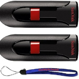 SanDisk Cruzer Glide 64GB (2 Pack) USB 2.0/3.0 Flash Drive Jump Drive Pen Drive CZ60 – w/ (1) Everything But Stromboli ™ Lanyard