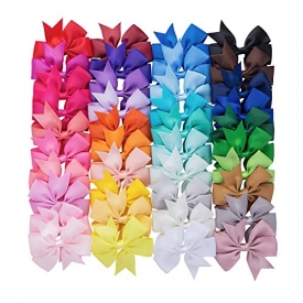 40 Colors 3″ Hair Bows Clips Ribbon Bowknot Clip for Baby Girls Teens Toddlers