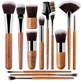 13 Bamboo Makeup Brushes Professional Set – Vegan & Cruelty Free – Foundation, Blending, Blush, Powder Kabuki Brushes