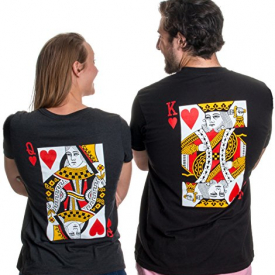 King & Queen | Matching Couples Husband Wife Bridal Wedding Newlywed T-shirts-(King,XL)