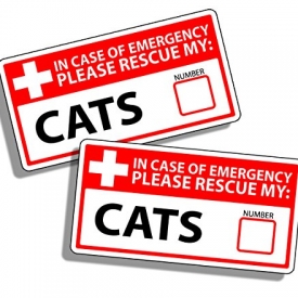 1st First Aid Emergency Warning Stickers – Cat Cats Kitten Safety Rescue Fireman Fire Pet Animals Help Save K9 Home Office