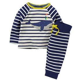 Hongshilian Boys Cotton Long Sleeve Cartoon Clothing Sets (3T, Whale & Stripe)