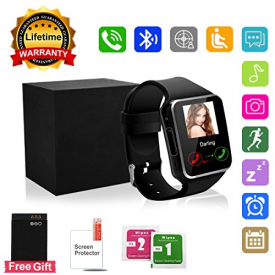 Bluetooth Smart Watch Touchscreen with Camera,Unlocked Watch Cell Phone with Sim Card Slot,Smart Wrist Watch,Waterproof Smartwatch Phone for Android Samsung IOS Iphone 7 Plus 6S (Black)