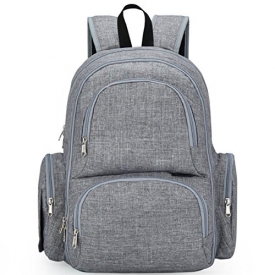 My Little Scout Baby Diaper Bag Backpack | Large Waterproof Multi-Functional Bag Includes Insulated Pockets, Laptop Sleeve, Changing Pad and Stroller Straps | Grey Trend Fabric for Baby Boy and Girl