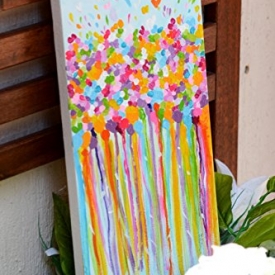“When in Rain” Original Abstract Colorful Painting, Watercolor Decor, Wall Art, Canvas Painting, Acrylic Rain, Still Life Art, Room Decor, Housewarming Gift, Bride’s Gift, Newly wed Gift