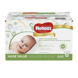 HUGGIES Natural Care Baby Wipes, 3 Refill Packs (648  Sheets), Fragrance-free, Alcohol-free, Hypoallergenic, Safe for Newborns and Sensitive Skin