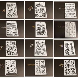 Drawing Painting Stencils Scale Template Sets(12pcs), Graphics Stencils for Children Creation,Scrapbooking, DIY Albums Accessories,Card and Craft Projects,Best for Using with Your Bullet Journal