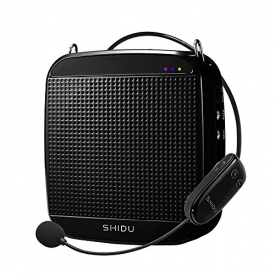 SHIDU 2.4G 18 Watts Wireless Voice Amplifier Rechargeable Personal Microphone PA System Loud Speaker for Teacher Works as a MP3 Player, Support TF Card Reader & USB Flash Drive (32G)-Black