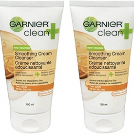 Garnier Clean+ Smoothing Cream Cleanser For Dry Skin , 5 Fluid ounces 2-Pack