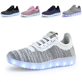 SIKELO Boys Girls 22 Colors LED Light Up Running Shoes For Kids USB Flashing Sneakers