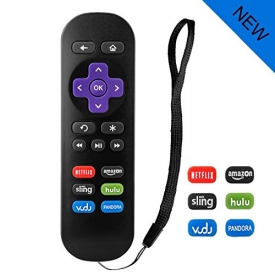 LOUTOC Standard Dome IR Remote with 6 Channel Shortcut Buttons for Black Roku 1/2/3/4(HD, LT, XS, XD)-NOT Support Roku Stick or Roku TV