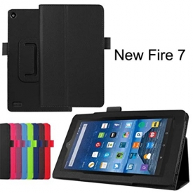 FreshZone Protective PU Leather Case Stand Cover For Amazon Kindle Fire HD 7 2015 Tablet (Black)