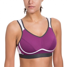 SYROKAN Women’s High Impact Support Bounce Control Plus Size Workout Sports Bra Purple 38D