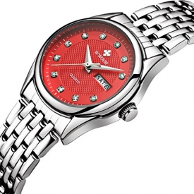 WWOOR Women Watches Brand Luxury 5Bar Waterproof Date Clock Ladies Quartz Sports Wrist Watch WR-8824 (red)