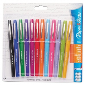 Paper Mate Flair Felt Tip Pens, Medium Point, 12-Count, Assorted Colors
